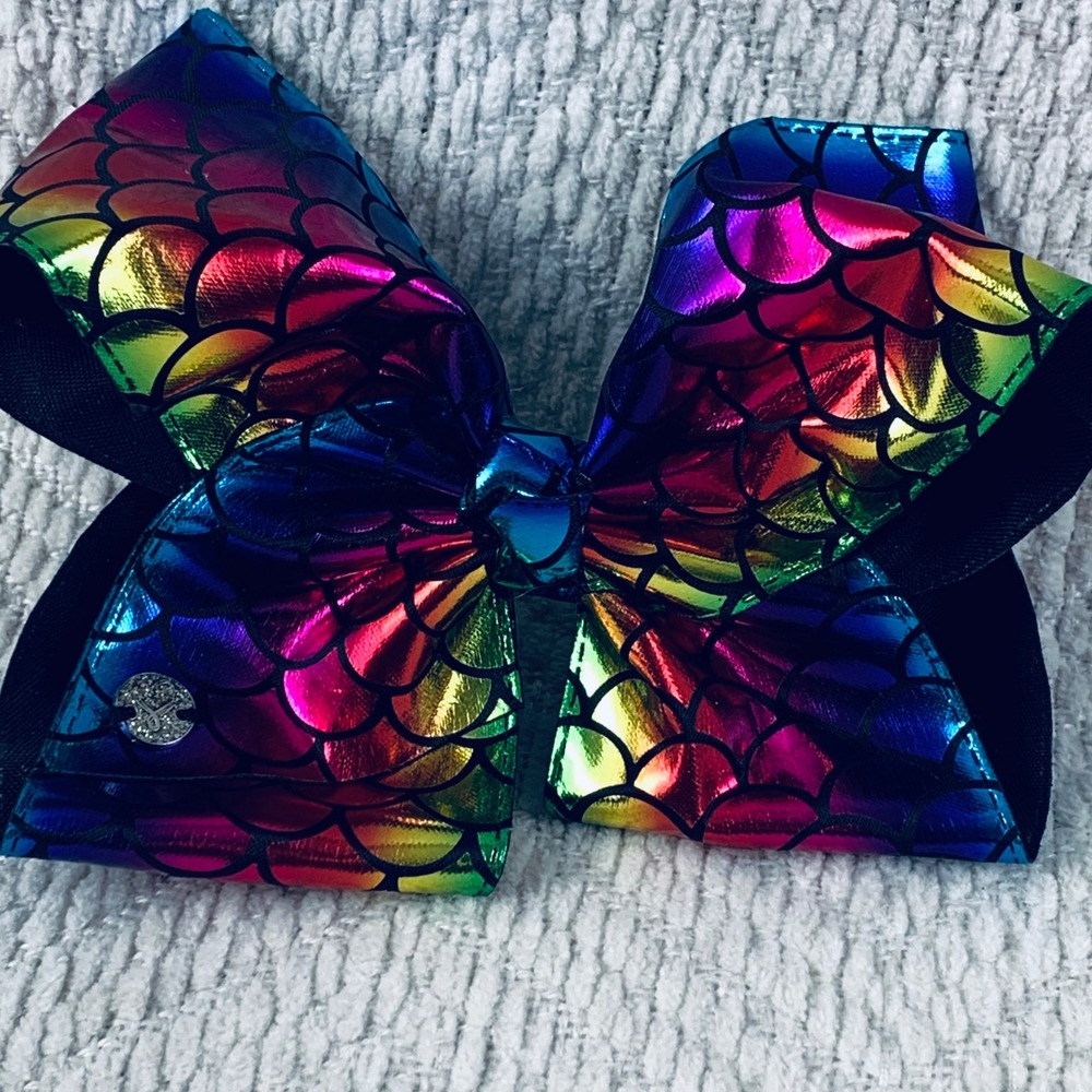 JoJo Siwa Hair Bow Girls Rainbow Mermaid Scale Metallic Oversized Alligator Clip